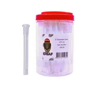 5" IDGAF 14mm Male Clear Downstem 25ct Jar