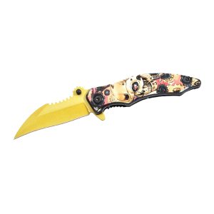 Razor Tactical Survival Knife Series, Gold Skull Handle Knife (BOX 211)