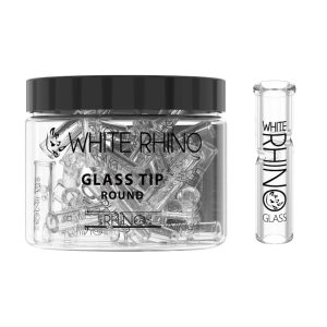 White Rhino Glass Tip 50ct Jar  - Round