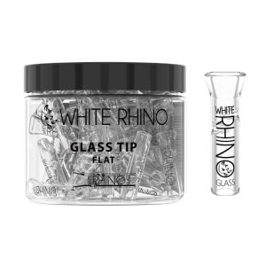 White Rhino Glass Tip 50ct Jar - Flat