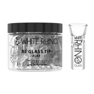 White Rhino XL Glass Tip 40ct Jar - Flat