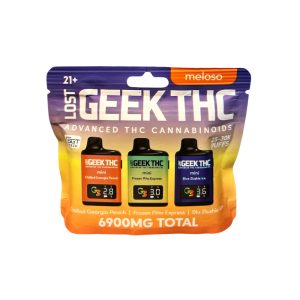 Lost Geek THC Advanced Cannabinoids Meloso Mini  2.3G Disposable 3pk  - Georgia Peach/Pina Express/Blu Zlushie