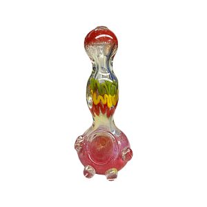 4.5" Rasta Swirl w/ Frit Bottom Hand Pipe 3ct