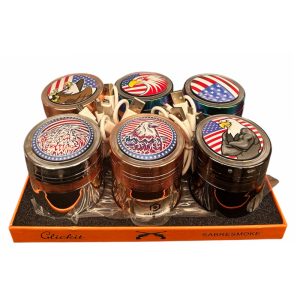 Clickit Grinder 63mm 4 Part w/ Led Top 6ct - Flags