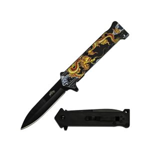 4.75" Master USA Spring Assist Knife - Gold Dragon (Box 118)