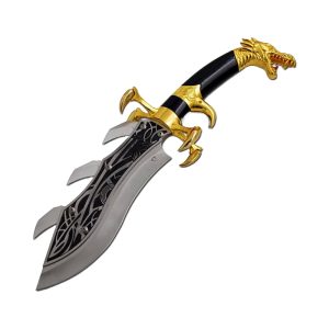 Snake Eye Dragon Claw Fighter Fantasy Dagger w/ Gold Handle