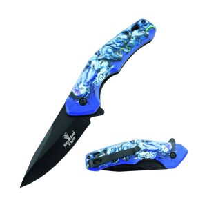 4.5" Snake Eye Tactical Spring Assist Knife - Blue Wolf (Box 62)