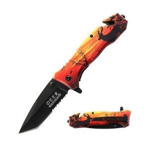4.5" Snake Eye Tactical Rescue Style Spring Assist Knife - Deer (Box 36)