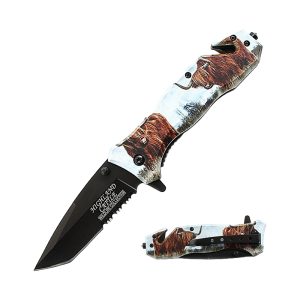4.5" Snake Eye Tactical Recuse Style Spring Assist Knife - Cattle (Box 97)