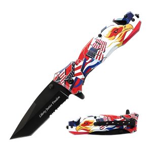 4.5" Snake Eye Tactical Recuse Style Spring Assist Knife - Liberty Justice Freedom (Box 96)