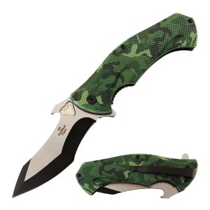 4.5" Snake Eye Tactical Spring Assist Knife - Green Camo (Box 23)