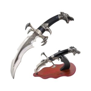 14.25" Snake Eye Silver Dragon Claw Fantasy Dagger