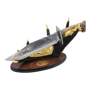 15.5" Wolf Bowie w/ Wood and Antler Stand