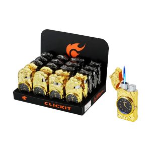 Clickit Crocodile Flame 2In1 w/Clock Lighter 20ct