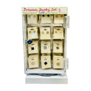 4 Sided LED Turnable Counter Display 72ct - Premium Clover Earrings & Necklace