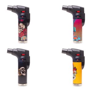 Special Blue Bernie Skull & Roses Torch Lighters 12ct