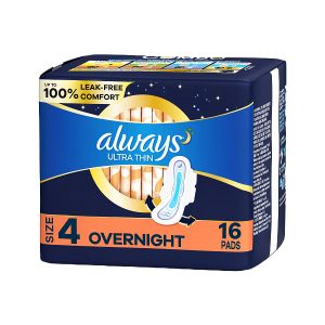 Always Ultra Thin Overnight Pad w/ Wings Size 4 1pk 16ct