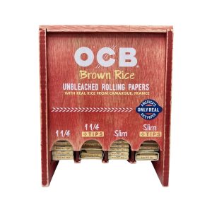 OCB Brown Rice Papers 4 SKU Wood Display 72ct
