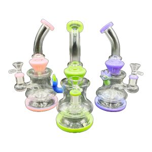 9.5" Neon Horned Eyeball Showerhead Perc Water Pipe (Box 26)