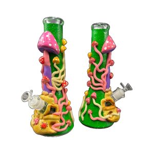 13" Heavy 3D Trippy Mushroom Meadow Water Pipe (Box 49)