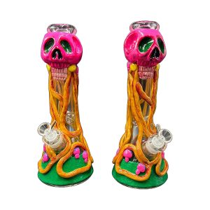 13" Heavy 3D Candy Skull Water Pipe (Box 160)