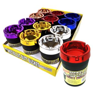 Jumbo Metalic Butt Bucket Ashtray 12ct