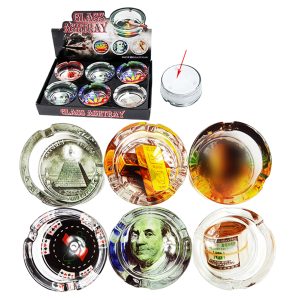 Double Cross Money Glass Round Ashtray #5 6ct