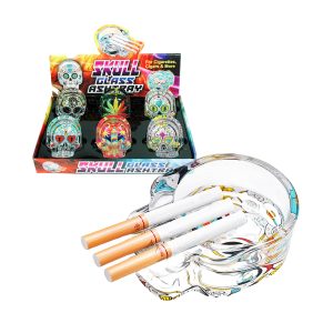 Skull Glass Ashtray 6ct
