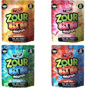 Zour Bitez Micros D8+D9+THCP 3000mg Gummies 6pk 30ct Gravity Display