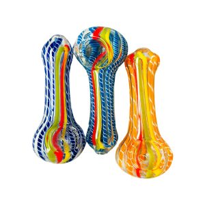 3" Multicolor Swirl Striped Hand Pipe 3ct