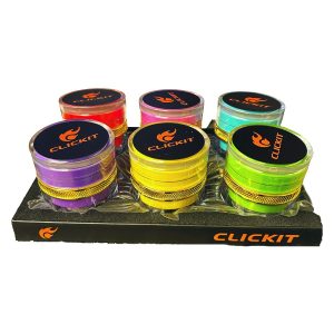 Clickit 4 Layer Zinc Alloy Transparent Acrylic Grinder 6ct