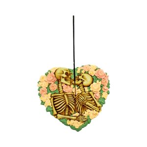 Skeletons Embracing w/ Flowers Incense Burner