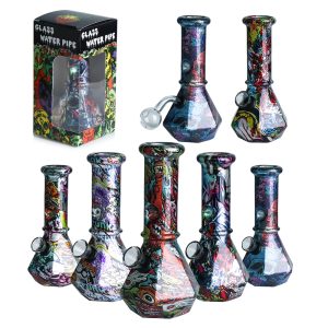 5.7" Hexagon Printed Multicolor Water Pipe  (Box D)