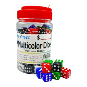 Double Cross 16mm Multicolor Dice 100ct Jar