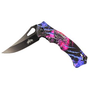 Master USA Spring Assist Folding Knife - Pink & Purple Dragon Handle (BOX 173)