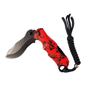 Spring Assist Knife w/ Wristband - Red Camo (BOX 179)