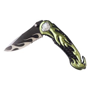 4.5" Spring Assisted Knife - Green Flame (Box 159)