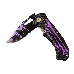 Fantasy Design Spring Assist Knife - Black & Purple (BOX 167)