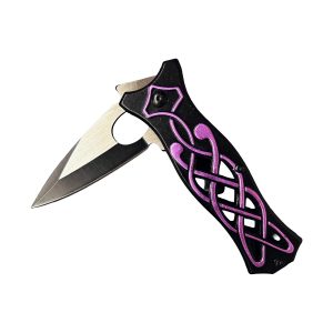 Fantasy Tattoo Design Spring Assist Knife - Purple (BOX 166)