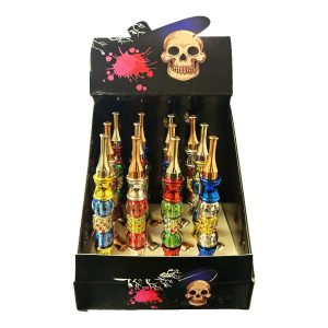5.5" Skull Jewel Design Metal Pipe 12ct