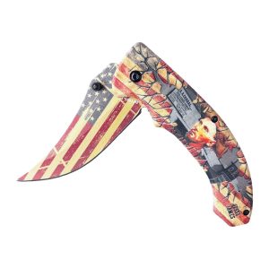 4.5" Asst Open Jesse James Design With Usa Flag Knife w/ Belt Clip (BOX 43)