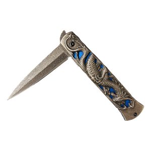 8.65" Switchblade Knife w/  Blue Dragon Handle (BOX 44)