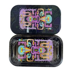 IDGAF Medium 3D Metal Rolling Tray w/ Lid - Design B