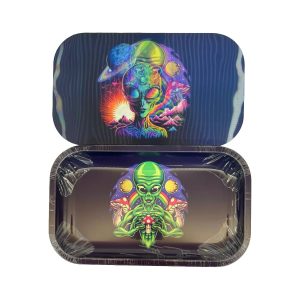 IDGAF Medium 3D Metal Rolling Tray w/ Lid - Design C