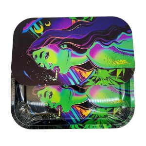 IDGAF Medium Metal Rolling Tray w/ Lid - Design C