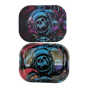 IDGAF Small 3D Metal Rolling Tray w/ Lid - Design  A