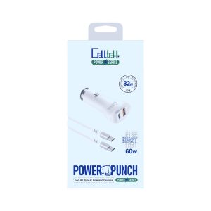 Celltekk PD32W USB + Type-C Duel Car Charger w/ Type-C to Type-C Cable