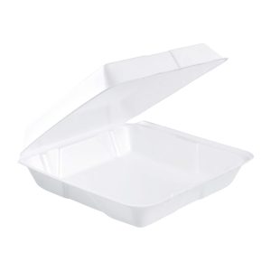 Dart One Compartment White Foam Hinged To-Go Container 200ct