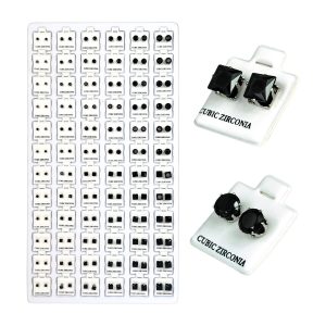 Cubic Zirconia Black Earring Refill Tray 72ct