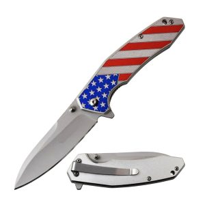 4.5" Closed Spring Assist Folding Knife - American Flag Handle (Box 40)